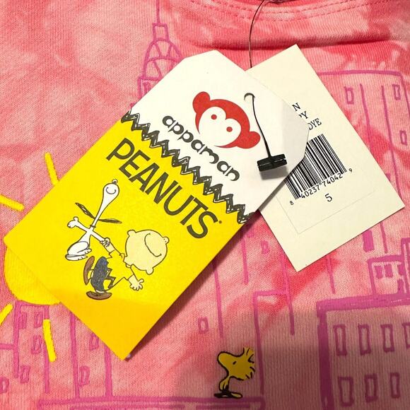 Appaman Peanuts Pink Tie Dye Long Sleeve Tee Size 5 Snoopy Lucy Sally NWT - Picture 4 of 5